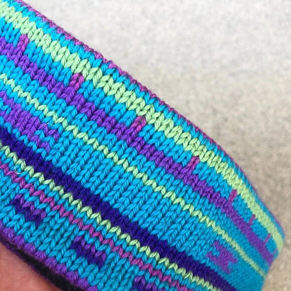 Vintage 80s MERKELY HEADGER Canada Fair Isle 100% Pure Virgin Wool Headband - Picture 5 of 7